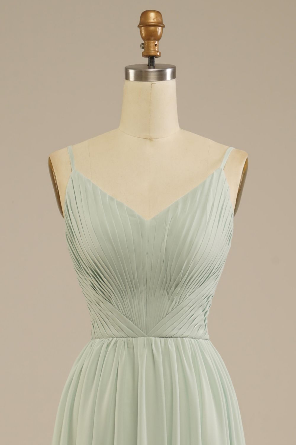 Vestido de dama de honor de gasa hasta el suelo con corte en A de Weitese